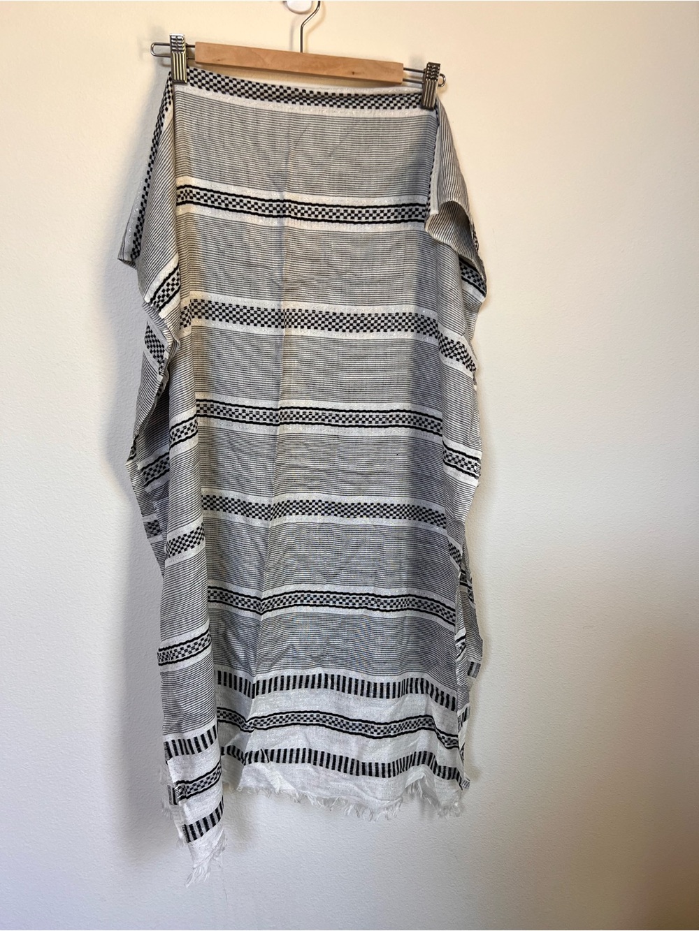 Striped Black and White Boho Scarf